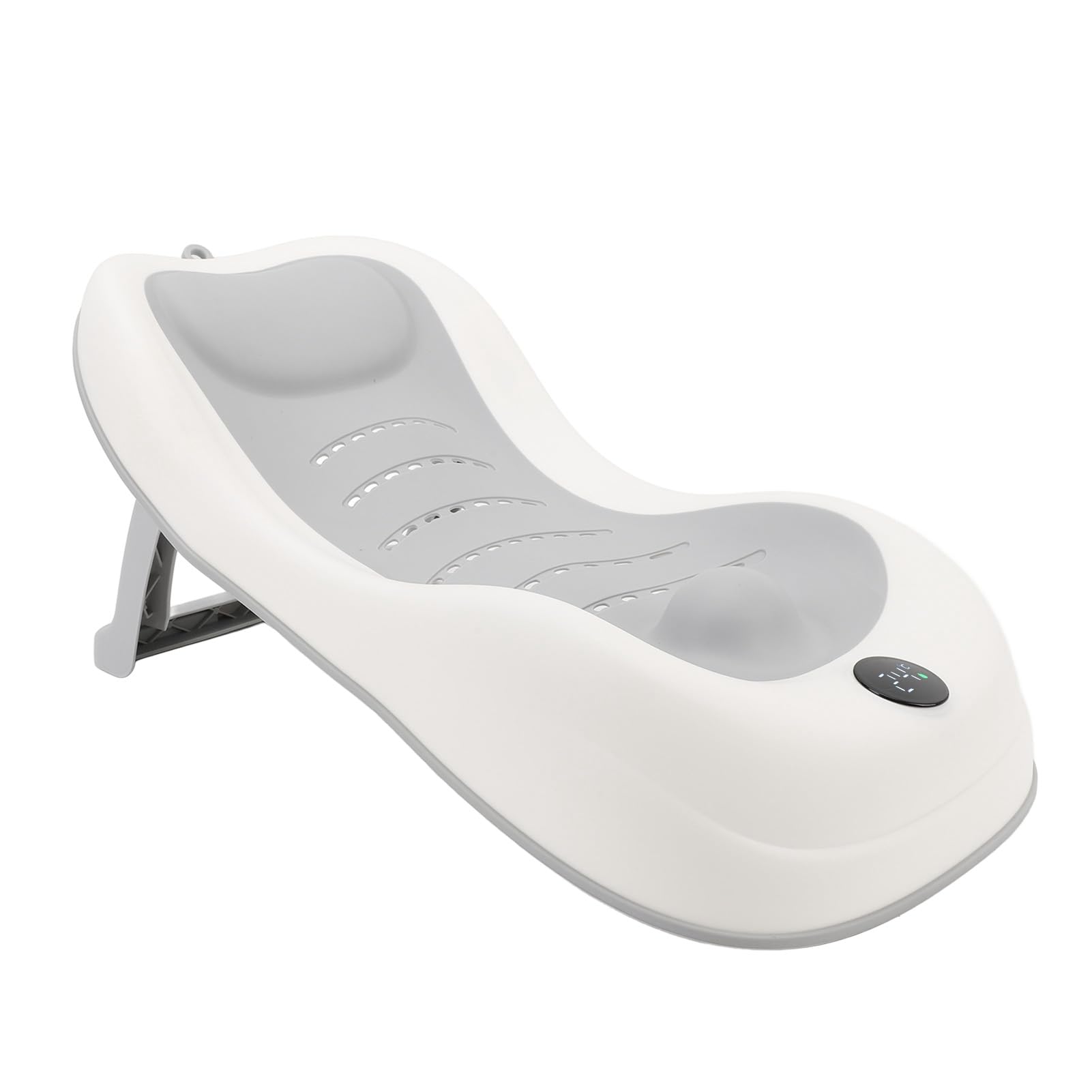 Asixxsix Soporte Plegable para Baño de bebé con Termómetro para Recién Nacidos, Asiento de Baño para bebé, Lavabo Ajustable para Bañera de (GRAY)