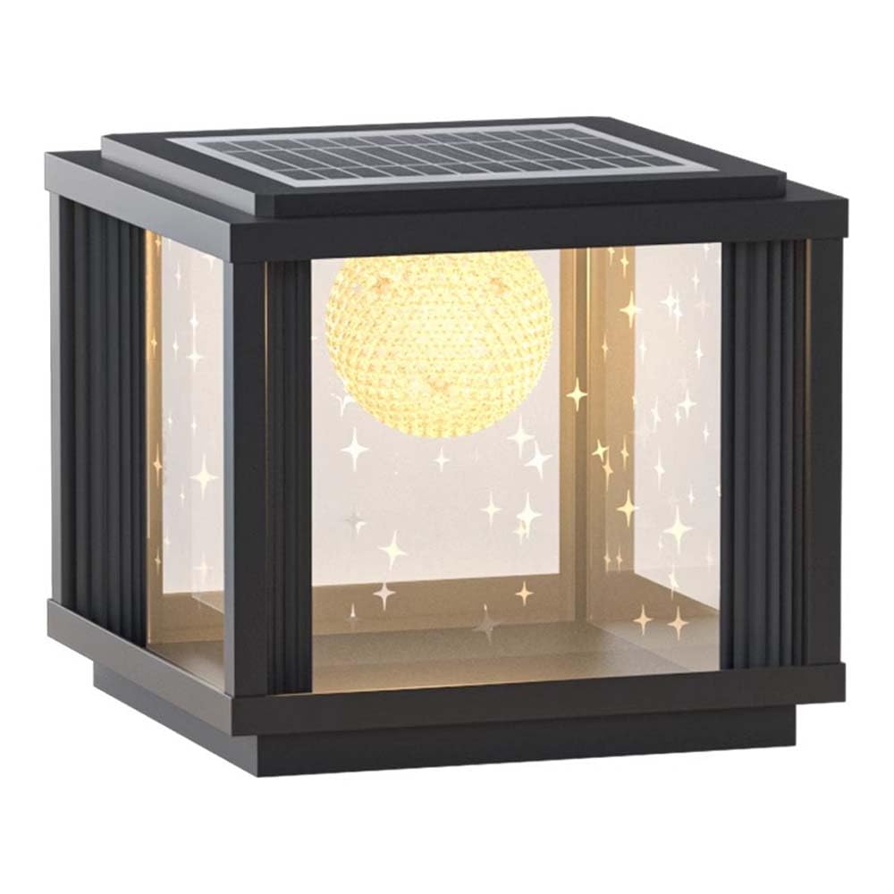 HCIPJQY Deck Fence Post Solar Lights,3 Brightness Modes Aluminum Column LED Lantern Columns Lamp Modern Waterproof Glass Solar Pillar Lamp for Patio, Yard, Porch,Landscape,Aluminum
