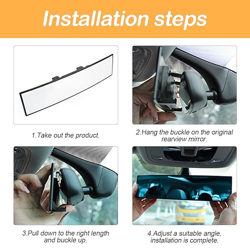 Image of Osilly Rear View Mirror for Car, 12.1 inch Interior Clip-on Panoramic Convex Rearview Mirrors, HD Anti Glare Wide Angle and Reduce Blind Spot, Universal for SUV Trucks Vehicles (White)