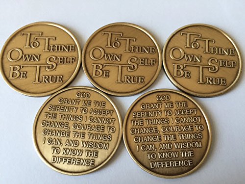 Médaillon en bronze prière de sérénité AA jeton abstinence 5 pièces - 2
