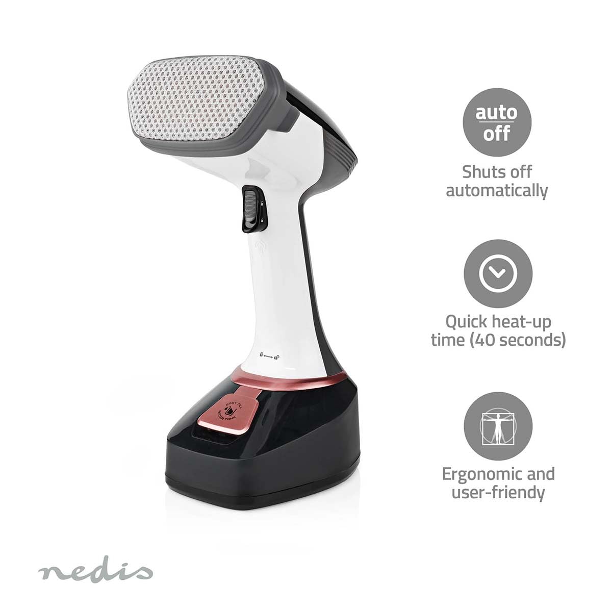 Nedis Bügeleisen - 1400 W - Edelstahl - 0.32 l, Schwarz