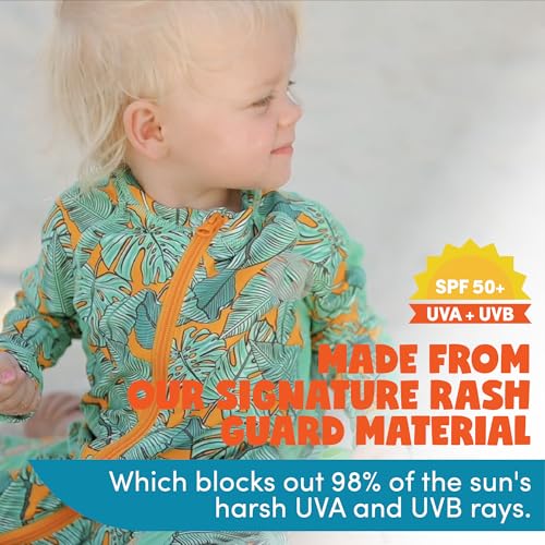 Image of SwimZip UPF50+ Boys Swim Shirt, Long Sleeve One Piece Kids Sunsuit