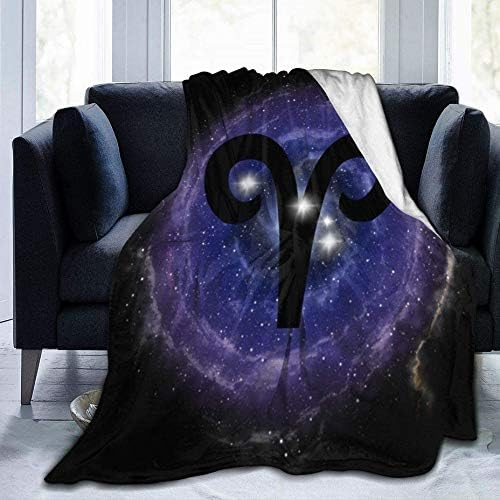 Aries Zodiac Sign and Constellation Stars Ultra-Soft Microplush Velvet Fleece Blanket 60