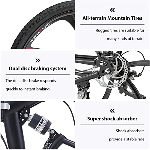 26 ich Folding Mountain Bike, 21 Speed High Carbon Steel