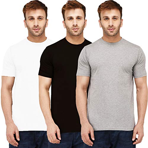 Image of Solid Men Half Sleeve Round Neck T-Shirt (Pack of 3)