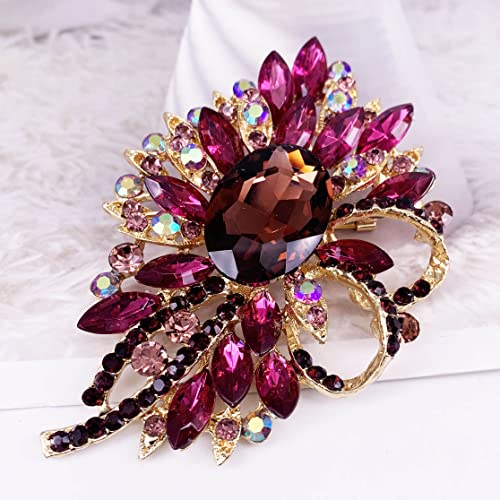 Image of SELOVO Big Large Flower Bow Brooch Scarf Decoration Brooch Pin Gold Tone