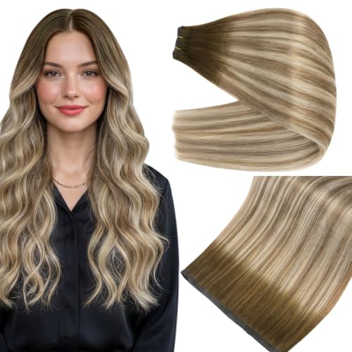 Image of Full Shine Butterfly Weft Hair Extensions 18 Inch 100G, Balayage Ovo Weft