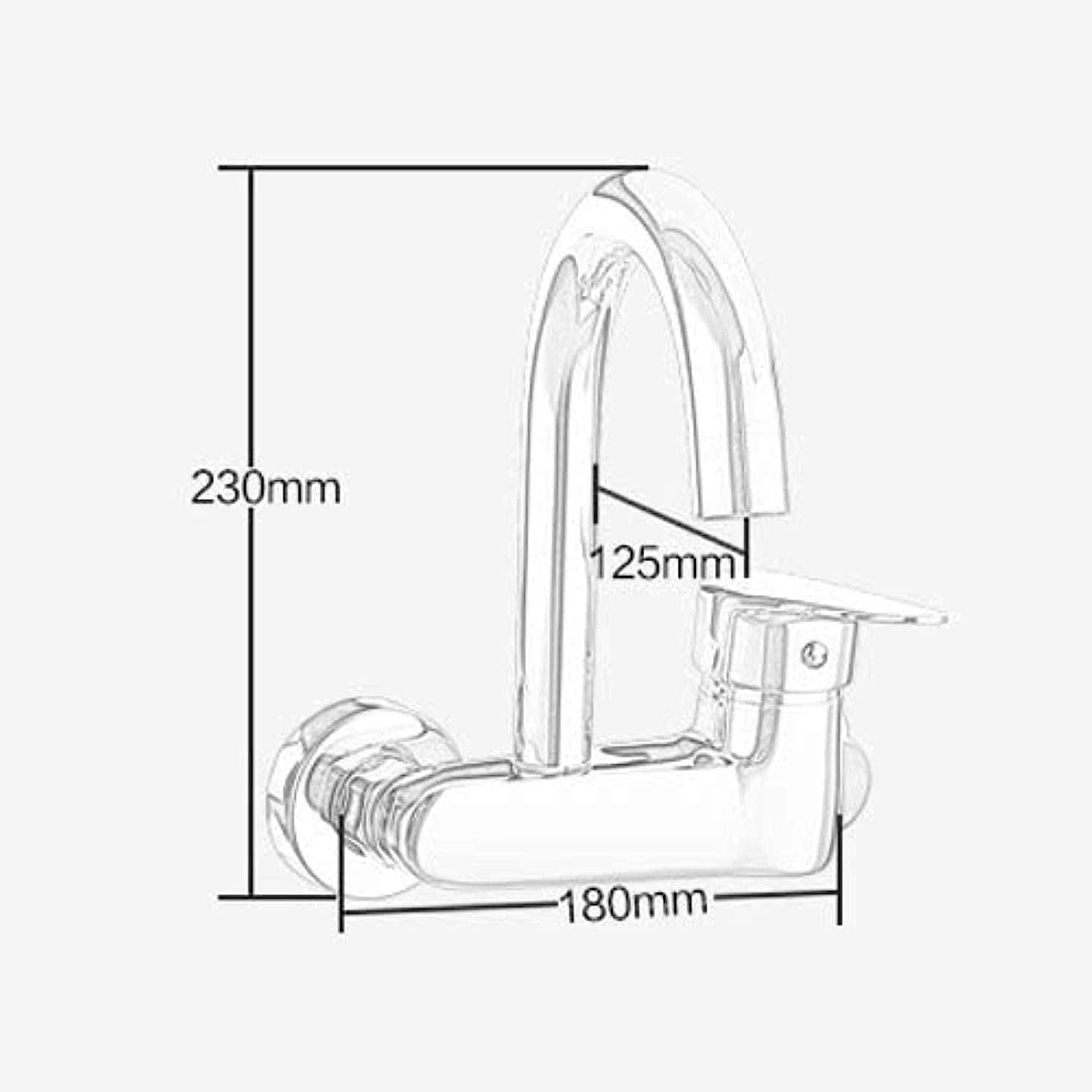 Rubinetti per lavello da Cucina Moderno, rubinetti Caldi e Freddi in Rame Pieno, Rubinetto a Doppio Foro, Maniglia Singola, Rubinetto in Ottone Senza Piombo, lavabo a Parete, Miscelatore Cro