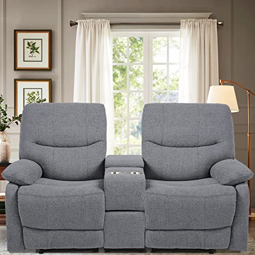 B BAIJIAWEI Double Reclining Loveseat - Fabric Home Theater Seating