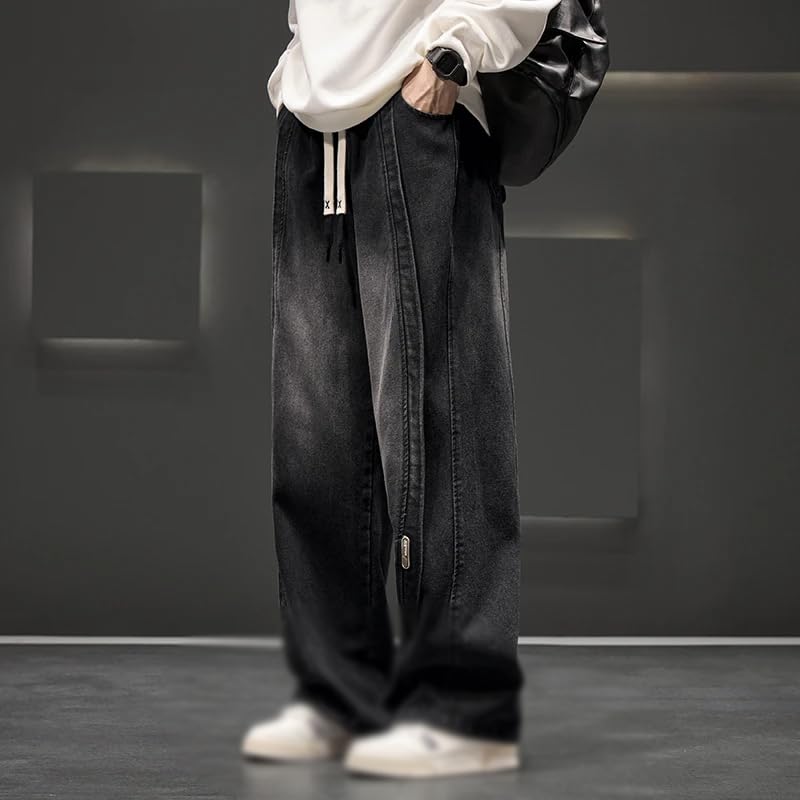 Autumn Wide Leg Jean Pants Men Trousers Loose Casual Jeans Pants4