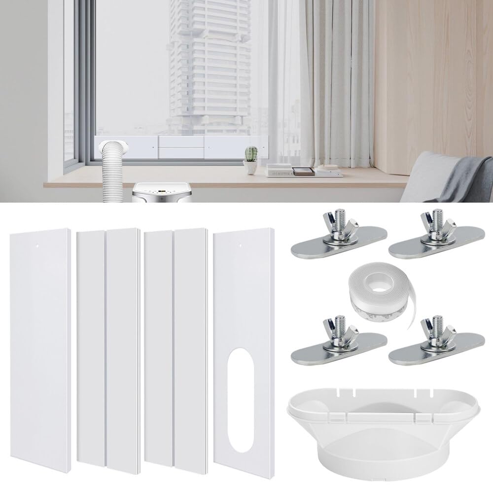 Kit Calfeutrage Climatiseur, TGKYK 4PCS Joint de Fenetre Climatisation Réglable, Calfeutrage Fenetre Climatiseur, Kit Fenetre Climatiseur Mobile, Adaptateur Tuyau Climatiseur Mobile 13cm