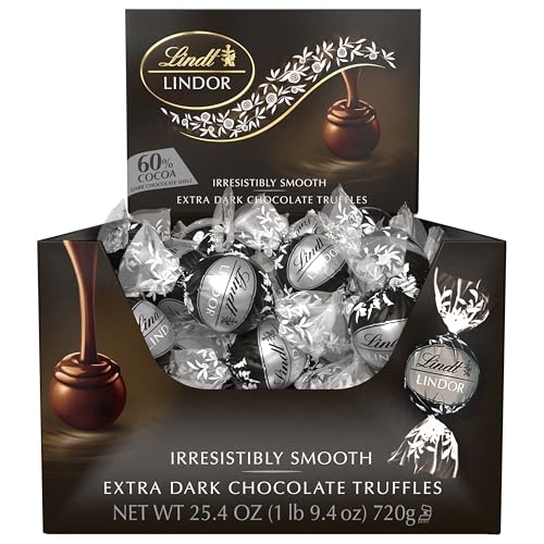 Image of Lindt LINDOR 60% Dark Chocolate Truffles, Dark Chocolate Candy with Smooth, Melting Truffle Center, 25.4 oz., 60 Count