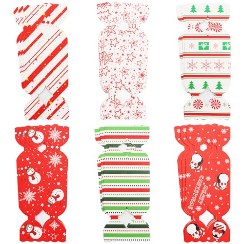 LOKIPA 24PCS Christmas Candy Boxes, 6 Styles Christmas Treat Gift Boxes Xmas Paper Boxes with Ribbon Candy Shape Small Sweet Boxes for Xmas, Wedding Party Wrap Bag – Image 4