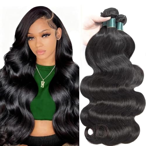 Superfect Human Hair Bundles Body Wave Bundles Human Hair 18 20 22 Inch 12A 100% Unprocessed Brazilian Virgin Hair Quick Weave Natural Black Hair Extensions