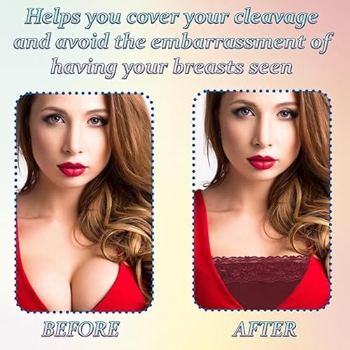 Image of Cotton Clip On Camisole for Women Mock Lace | Deep Neck Cleavage Cover Up Inner Cami Secret for Women | Free Size - Set of 8 - Black, Beige, White, Lt. Grey, Navy, Red, Royal Blue and Maroon