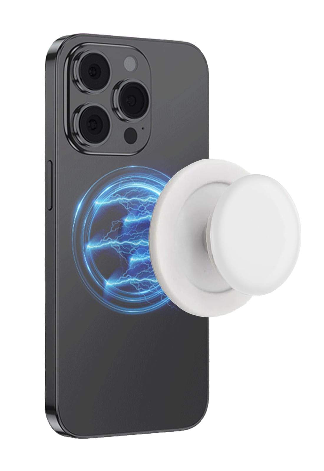 Magnetic Phone Holder，Collapsible Expandable Phone Grip Compatible with Tablets, Included Adapter Ring, Wireless Charging Compatible - White