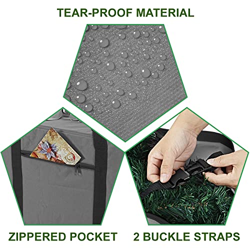 Propik Christmas Rolling Tree Storage Bag, Fits Up To 9 Ft. Tall Disassembled Holiday Tree, 25" X 20" X 60", Extra Large Heavy Duty Storage Container With Wheels, Front And Side Handles (Gray) #TOP3