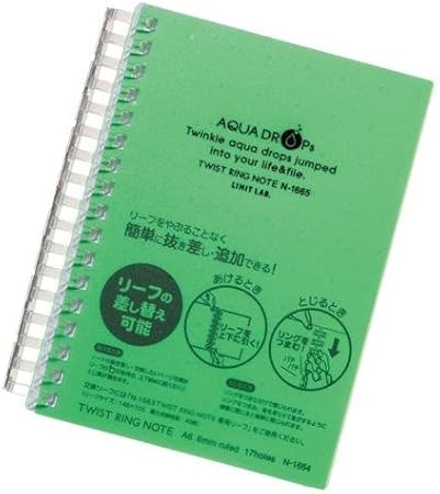Amazon リヒトラブ Lihit Lab Aqua Drops ツイストノート 厚型 6黄緑 A6タテ型 S型 17穴 N 1665 6 ノートパッドホルダー ノートカバー 文房具 オフィス用品