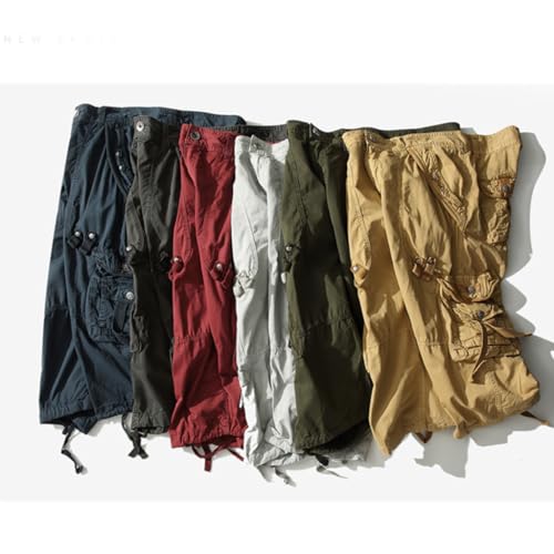 Image of Men's Cargo Shorts 3 /4 Relaxed Fit Below Knee Capri Cargo Pants Cotton