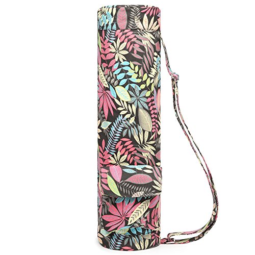 image for ELENTURE Canvas Yoga Mat Bag with Adjustable Strap & Pockets, Full-Zip
