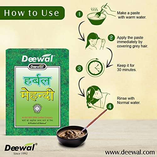 Deewal herbal mehndi for man & women, instant pure henna powder for hair colour, Powder of natural henna leaves (80g) (Black, 5)