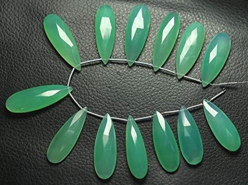 WORLD WIDE GEMS BEADS GEMSTONE 4 Match Pair- Chrysoprase Chalceny Faceted Pear Briolettes 35mm Large Size Code-HIGH-56814