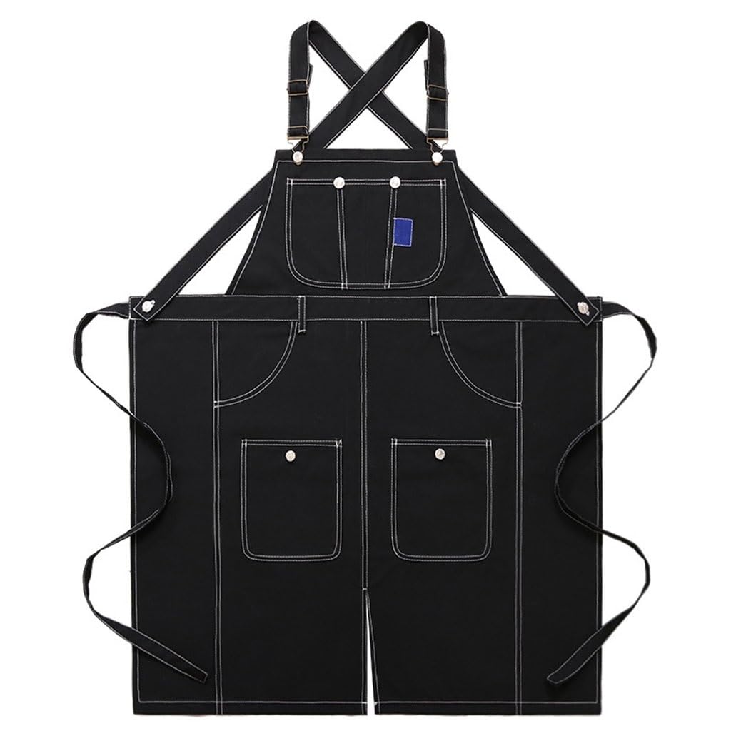 Tablier de Serveur Tablier en toile for magasin de thé au lait, vêtements de travail for hommes et femmes, for café, pâtisserie, coiffeur, barbier, Restaurant Tabliers de Cuisine Tablier de Chef(A)