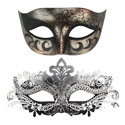 Image of Coddsmz Couple Masquerade Mask Set - Venetian & Mardi Gras Mask for Women & Men