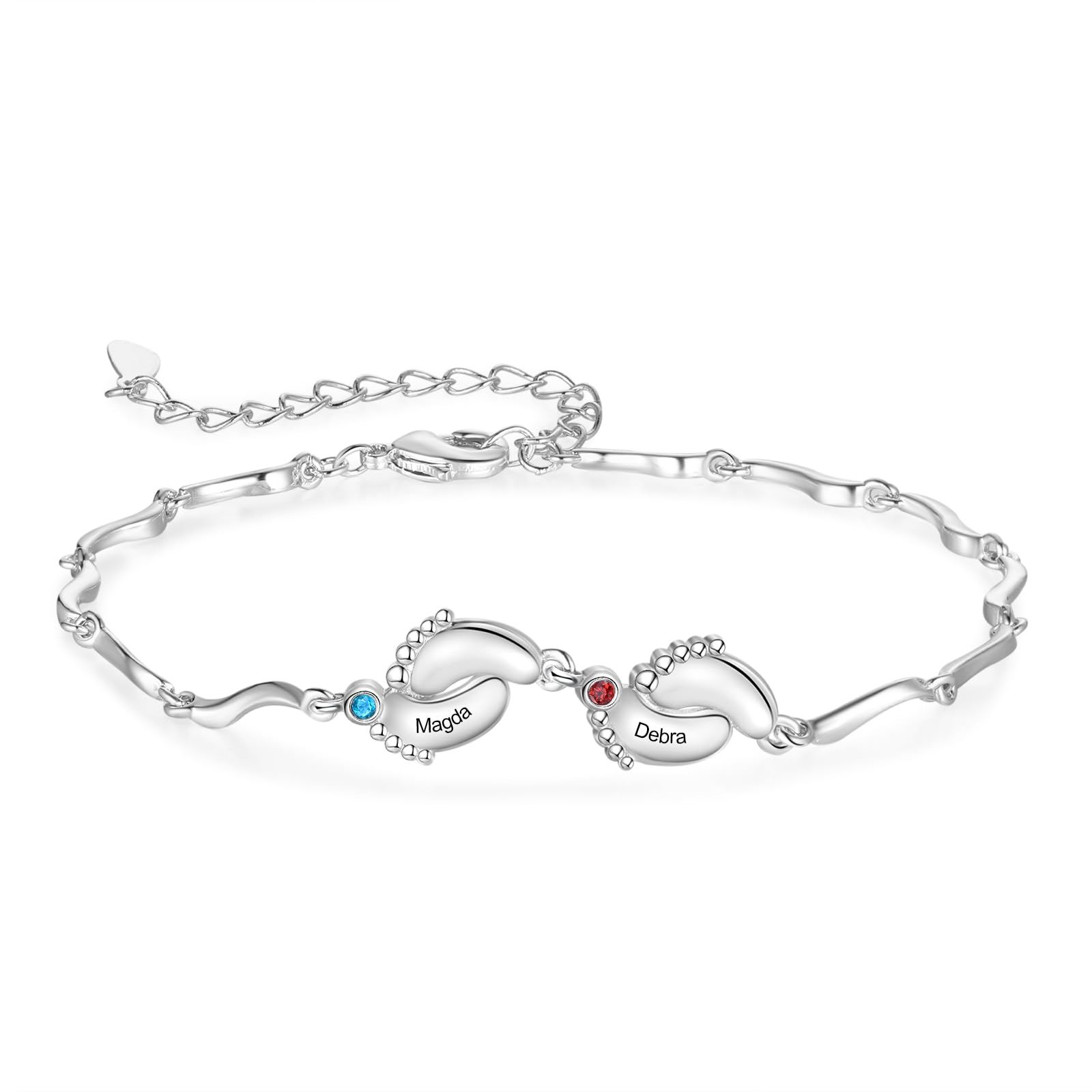 Fortheday Personalized Mother Bracelets with Birthstones Custom Engraved Name Birthstone Bracelets for Mom Women Customized Bracelet Gifts for Christmas Mothes Day Birthday