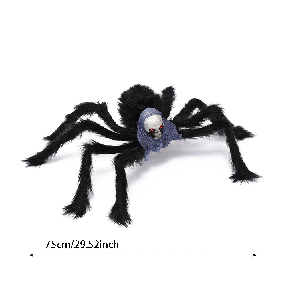 Amazon | ハロウィーンの蜘蛛、スケルトンの頭を持つ75 cmの偽の巨大な
