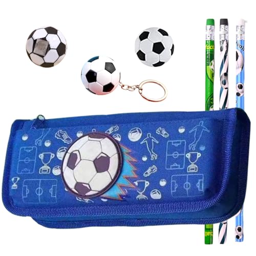 FAMU Land Estuche Escolar Futbol con Material Escolar 2 Compartimentos. Neceser Niño para Lapices y boligrafos. Infantil. Juvenil Adolescente. Estuches de 3 Colores. con Cremallera.