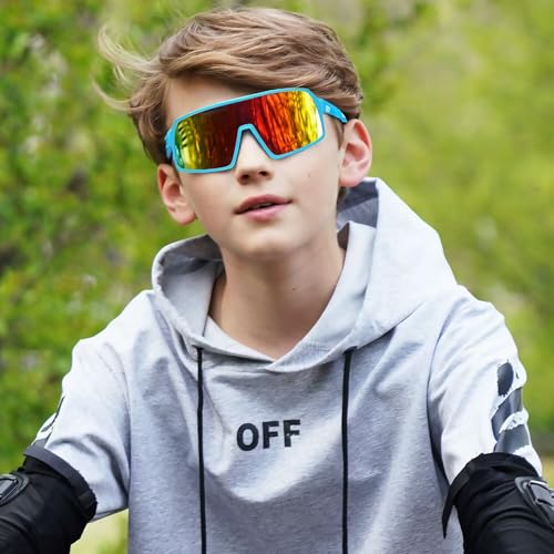 DUCO Youth Baseball Sunglasses for Boys and Girls Age 6-12 Softball Cycling Sports Sun Glasses for Kids DK3202
