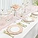 realluck 100 PCS White and Pink Disposable Plates for 50 Guests, Scalloped Plastic Plates Include 50 Dinner Plates and 50 Dessert Plates for Party, Wedding and Graduation