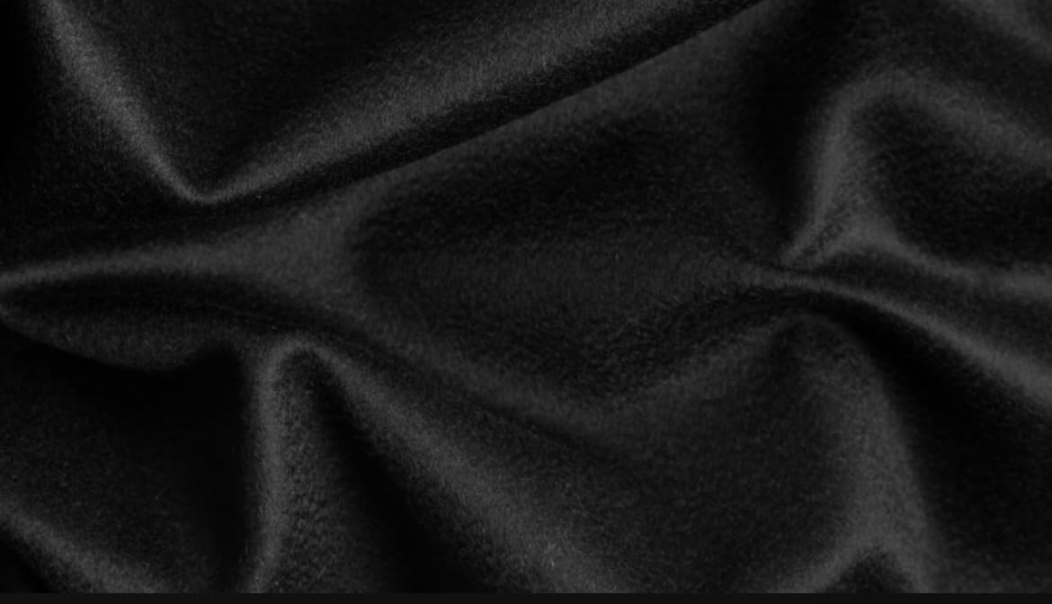 Tuva Textile 3 Yards Real 60% Wool &10% Cashmere Fabric (Coating), Color, Shiny Black