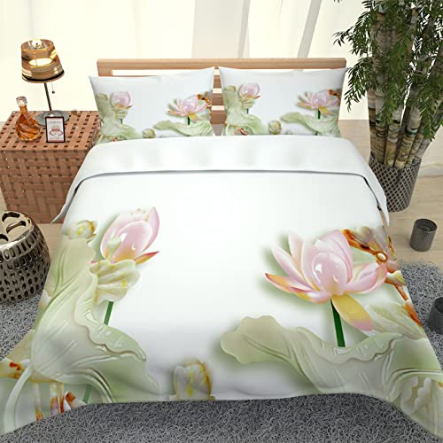 Funda de edredón 3D Flores 200x200CM Dos Funda de Almohada con Impresión 3D Funda de Edredón para Niños y Adolescentes Funda de con Cierre de Cremallera Cover