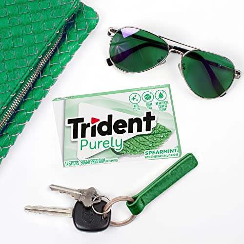 Image of Trident Purely Spearmint Sugar-Free Chewing Gum, 12 Packs of 14 Pieces (168 Total Pieces)