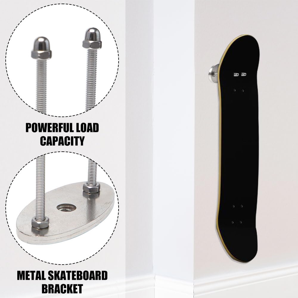 2 Ganci Da Parete Per Skateboard Rebanky - Supporto Display E Conservazione, Nero - Foto 6