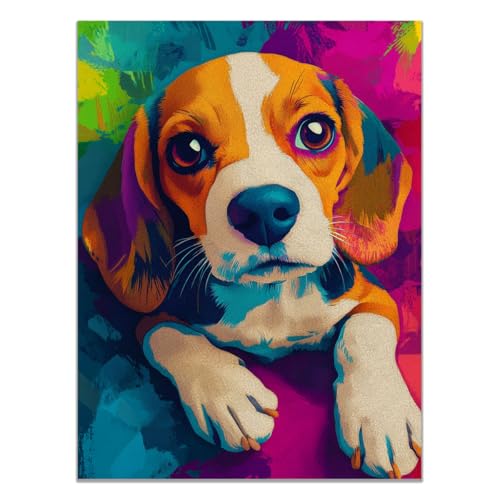 Art Mural Peinture Affiche Chien Aquarelle Vintage Toilettes Salle de Bain Toile 80x120