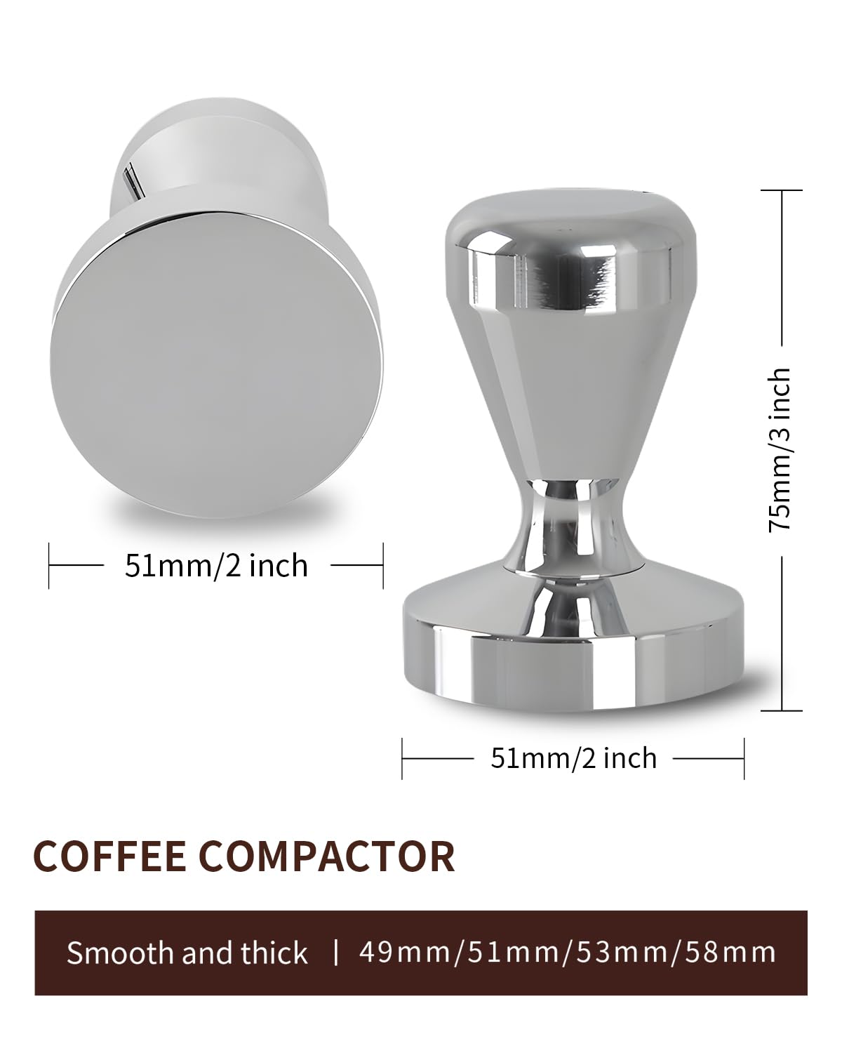 51mm Stainless Steel Espresso Tamper Flat Base Coffee Tamper Tamper Tool Espresso Expresso Hand Press Tamp Espresso Accessories — view 2