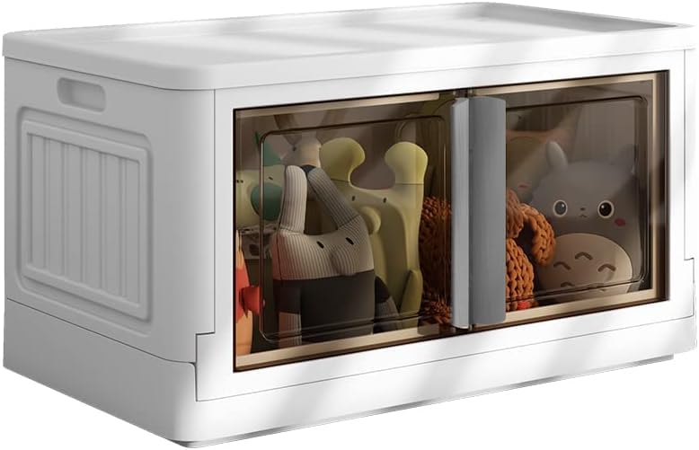 HAVEU 1 Unit Double Door Plastic Cupboard For Storage, Plastic Wardrobe For Storage Organizer, Folding Storage Cabinet, Organisers Storage Box, Almirah Portable Cabinets For Storage, White