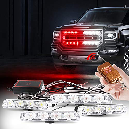 Gyrophare LED 4 en 1 lumière stroboscopique feux DRL clignotant magnetique voiture 12V