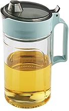 TENTA Kitchen Olive Oil Vinegar Syrups Bottle Dispenser Cruet - 650ml(22Oz) Oil Bottle Glass with No Drip Plastic Bottle Spout and Protective Cap (Green)