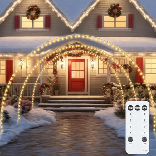 Minetom Christmas Archway Lights Outdoor 3 Pack,300Leds Warm White Christmas