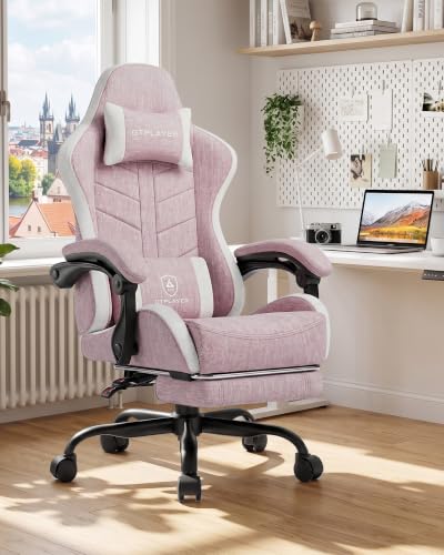 Image of GTPLAYER Gaming Chair for Adults, Computer Chair with Footrest, Pink | Ergonomic Video Game Chair with 90-155 Recline, Removable Headrest & Lumbar Support, All-Day Comfort for Home & Office