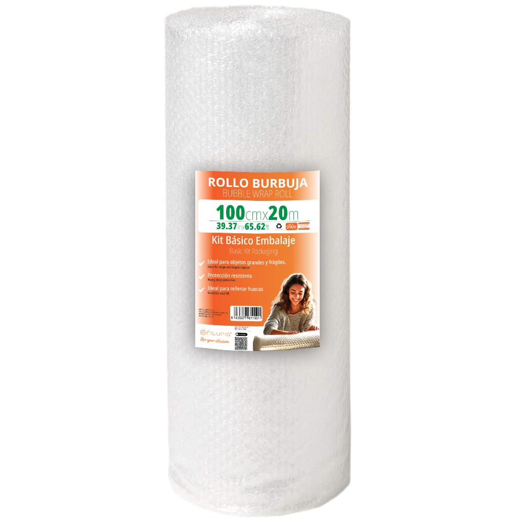 OFITURIA 100cm Bubble Wrap Roll - Basic Kit with Flexible Bubble Film - Ideal for Bubble Wrap, Moving, Shipping Protection