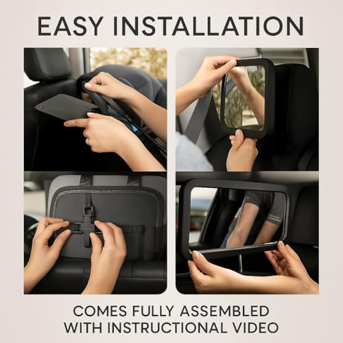 Image of Baby Car Mirror - Shatterproof Rear-Facing Seat Mirror with Clear Wide View & 360 Rotation, Crash Tested
