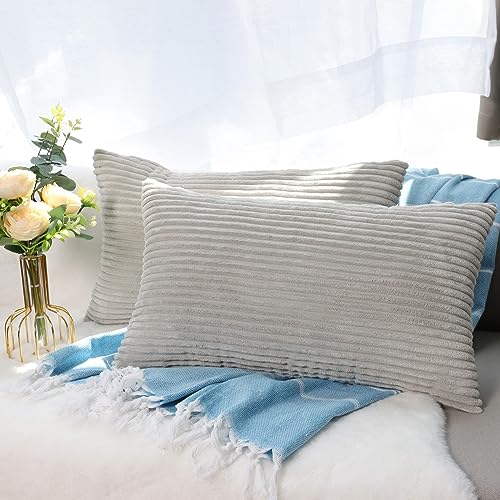 CALIYO Kissenhülle Kord Uni 2er Set, Kissenbezug 40 x 80 Kissenbezüge für Zierkissen Dekokissen...