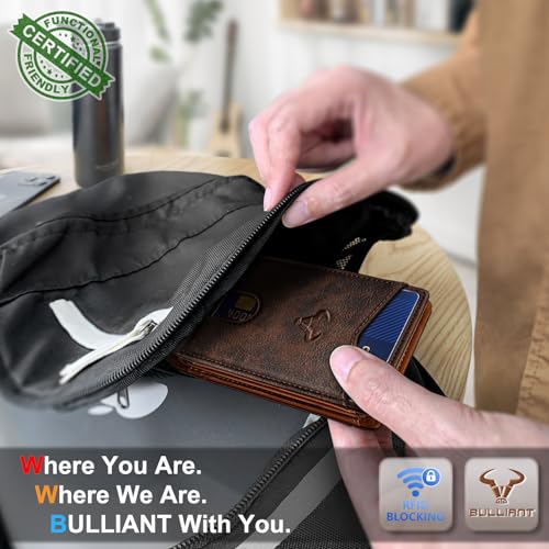 Image of BULLIANT Men Slim Leather Pocket Wallet Bill Holder 11Cards-Genuine Leather | RFID Blocking | Easy Access | Gift Boxed