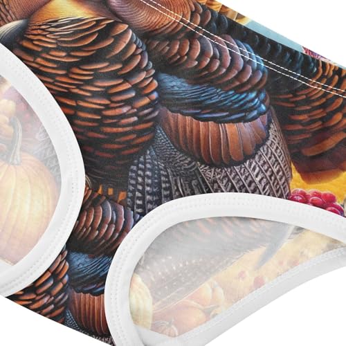 Cotton Girls Underwear Toddler Fall Thanksgiving Turkey Pumpkin Panties for Girl Animal Kids Undies Briefs 2t4