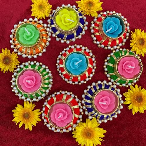 Lovenspire LNT-L-11193-S Candle Holder 8 Pieces T-Light Holder Candle Stand Tealight Diwali Diya Holders For Indian Festival Decorations Lighting Accessories Navratri Wedding Pooja Home New Year Boho Decor thumb #3